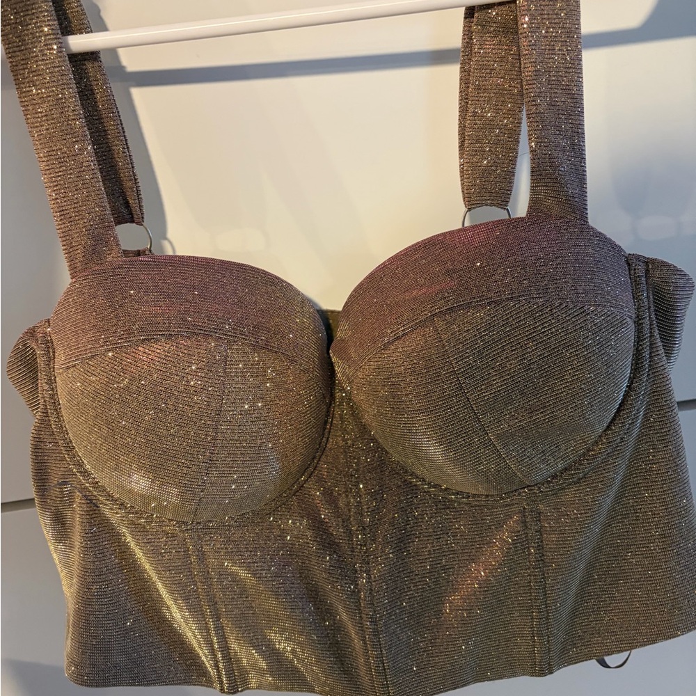 Windsor Glittering Gold Bustier Top
